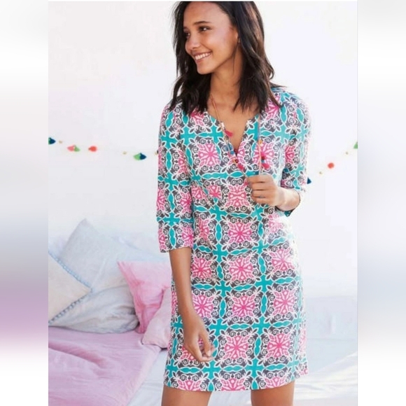 Boden 100% Linen Geometric Print Dress - Picture 2 of 5